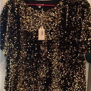 Sequin Black and Gold Top